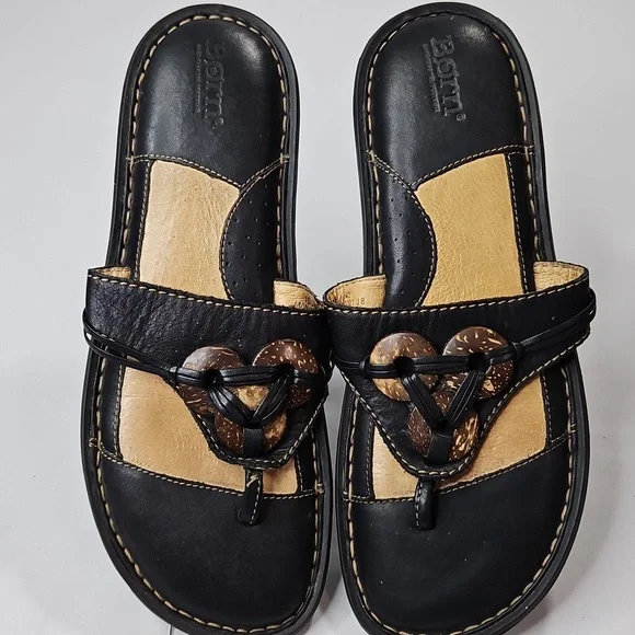 Born Womens Black Leather Sandals Size 10 - Picture 7 of 7